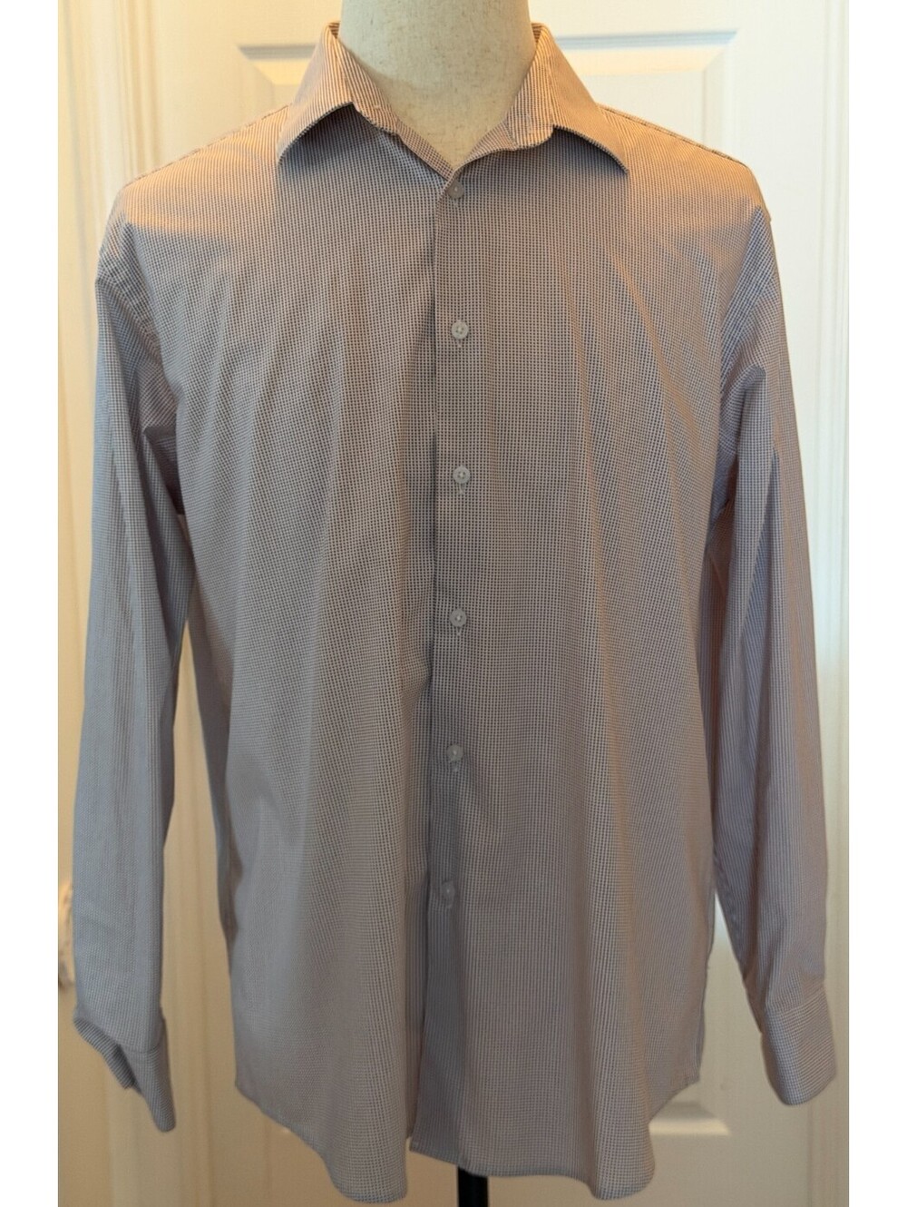 Lucky Brand Mens Dress Shirt L 16-16.5 32/33 Regular Fit Stretch Micro Geo Print